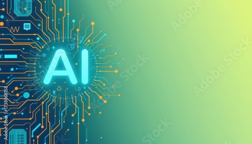 Wallpaper Mural Futuristic Digital Network with Circuit Elements Torontodigital.ca