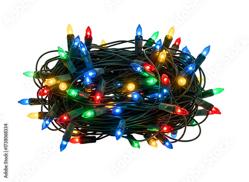 Wallpaper Mural Tangled christmas lights isolated on white background, close up view Torontodigital.ca