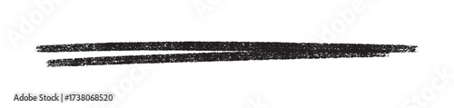 Crayon underline with rough black texture for text emphasis and hand-drawn decoration. Two parallel horizontal strokes with grainy finish for document markup or artistic highlighting.