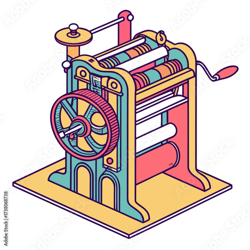 Colorful printing press machine vector graphic industrial