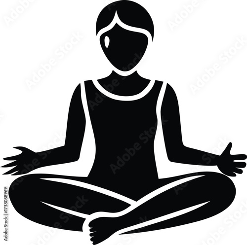 Serene silhouette of a person meditating in a lotus pose finding inner peace and calm through mindfulness and yoga practice