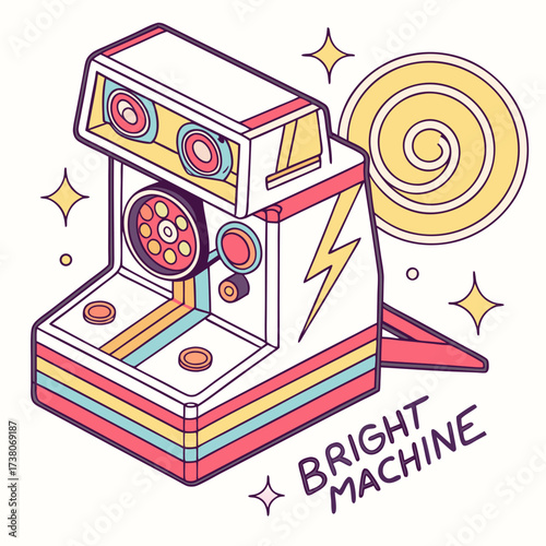Colorful retro time machine vector illustration vintage 1