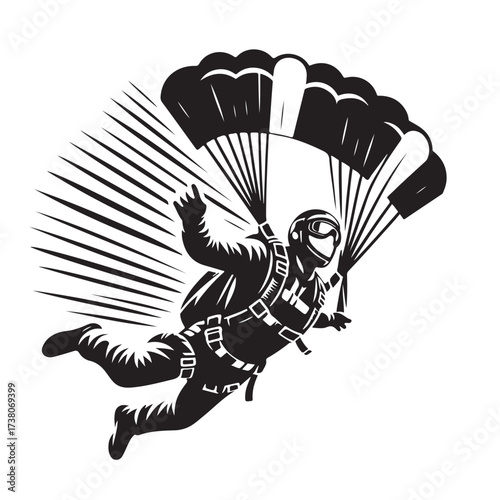 Skydiver with Parachute Silhouette