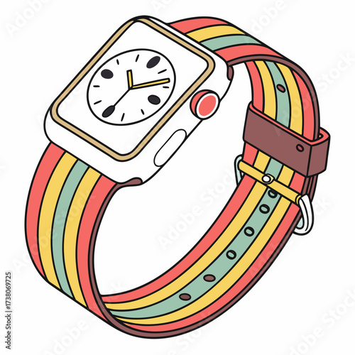 Colorful striped smartwatch vector illustration wearable technology