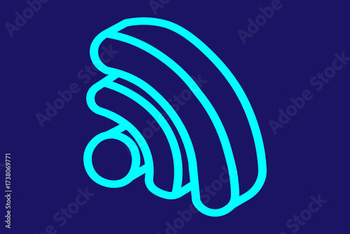 The image shows a minimalist 3D outline illustration of a Wi-Fi signal icon.