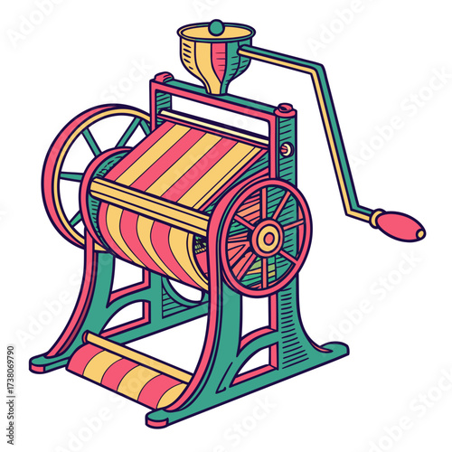 Colorful textile weaving machine vector illustration 1