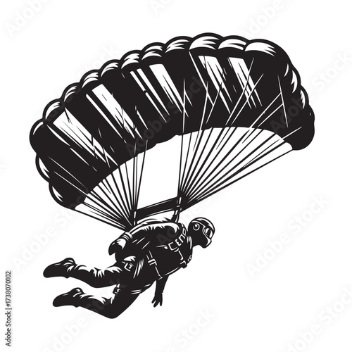 Skydiver with Parachute Silhouette