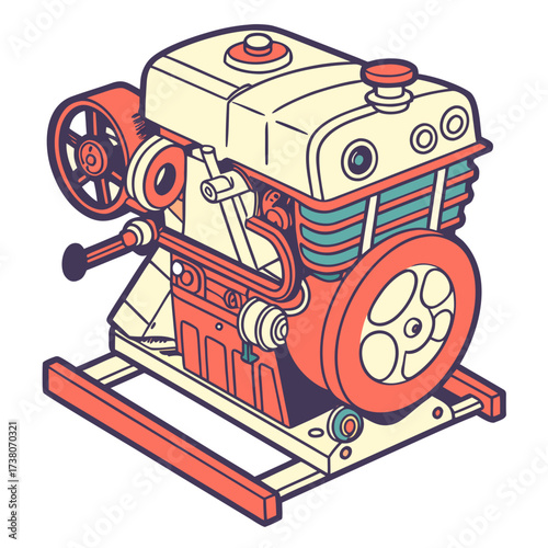 Colorful vector illustration of an engine radiator machine