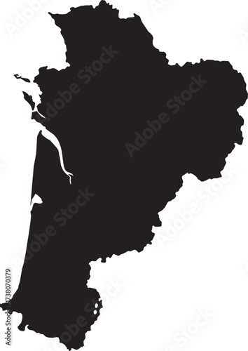 Nouvelle-Aquitaine Region Map of France Isolated Silhouette