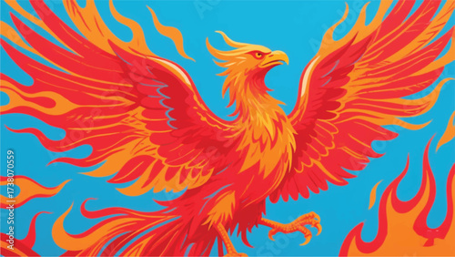 Phoenix Blazing Hot Illustrator Artwork Banner Background Design Template 