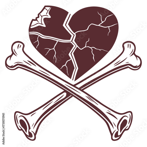 Cracked Heart Crossed Bones Symbol broken heart danger