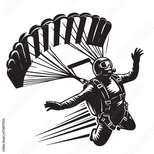 Skydiver with Parachute Silhouette