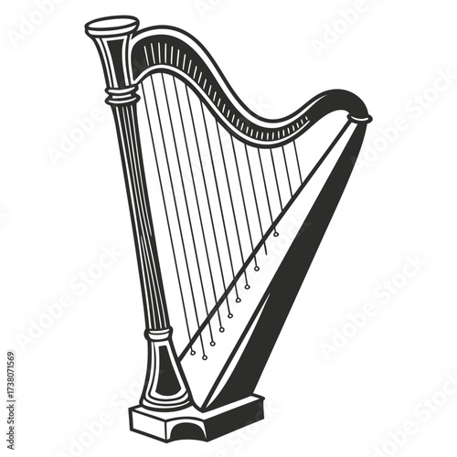Elegant harp, a classic musical instrument design