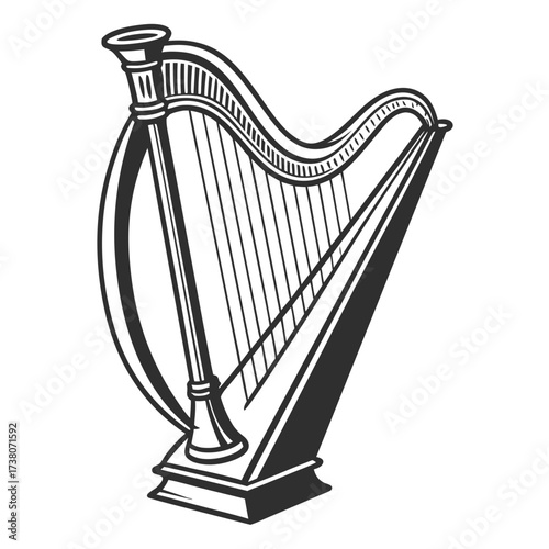 Elegant harp, a classic musical instrument icon