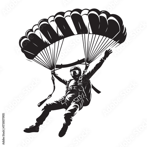 Skydiver with Parachute Silhouette