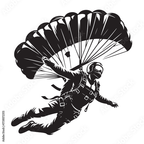Skydiver with Parachute Silhouette