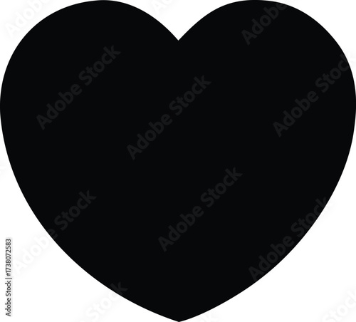 Solid black heart shape symbol simple icon design element for love romance valentine day and emotions