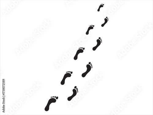 Detailed vector graphic of a human footprint design with multiple steps options. silhouette vector