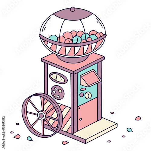 Pastel colored cotton candy machine with wheel sweet
