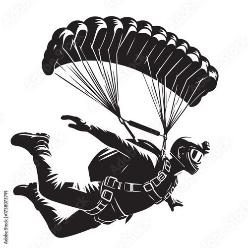 Skydiver with Parachute Silhouette