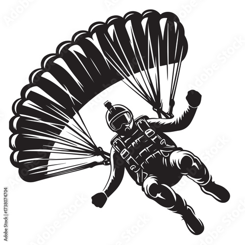 Skydiver with Parachute Silhouette