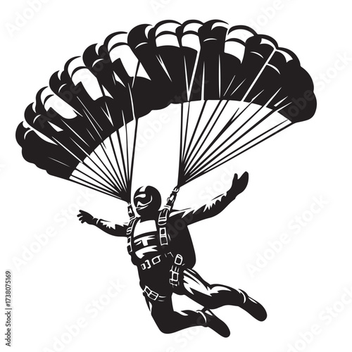 Skydiver with Parachute Silhouette