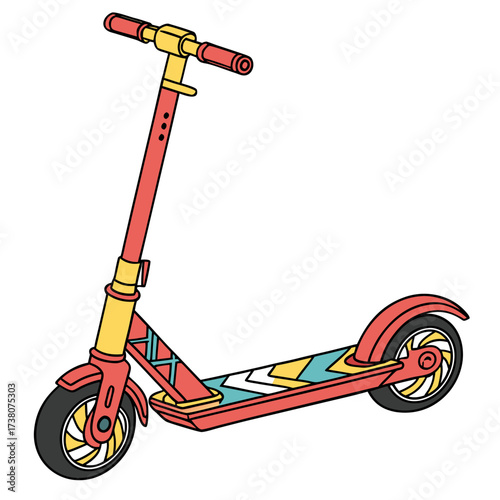 Red yellow and blue patterned scooter vector electric scooter