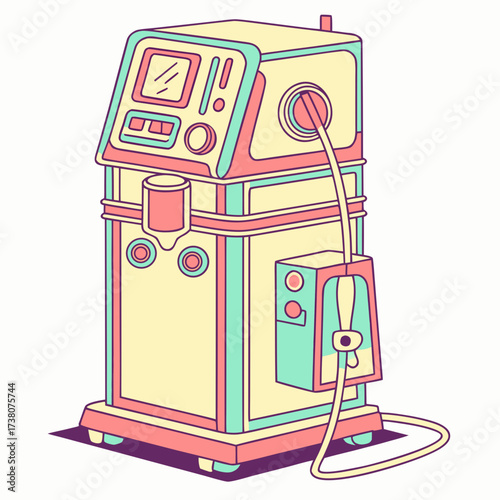 Retro dialysis machine vector illustration pastel colors
