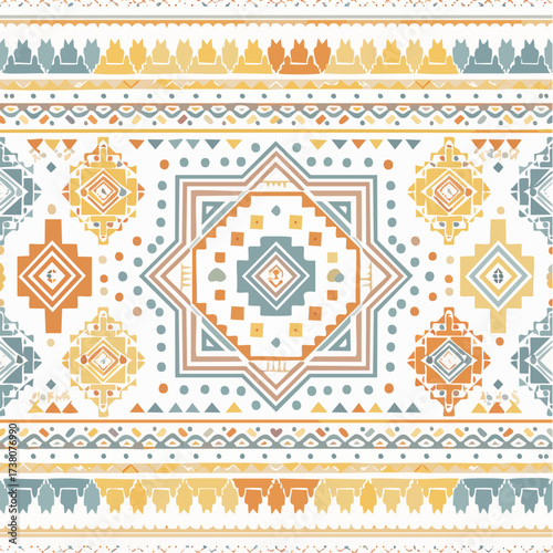 Creative ethnic style vector seamless pattern. Unique geometric vector swatch. 