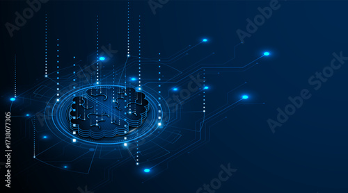 Circuit board of computer neural network or electronic artificial intelligence. Brain circuit technology. modern technology innovation concept background	