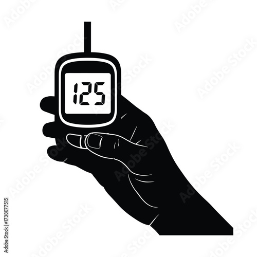 Hand holding glucose meter blood sugar measurement