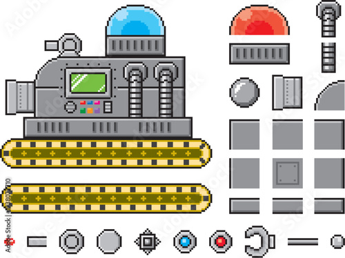 ゲーム風ドット絵　メカニック　戦車風ボス
