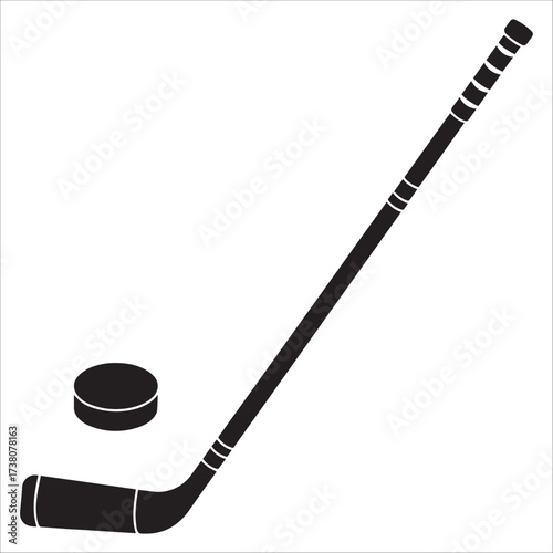 Hockey Stick And Puck Silhouette Sport Icon