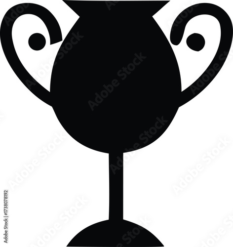 Simple black trophy silhouette celebrating victory achievement and award symbol representing success and competition champion recognition icon