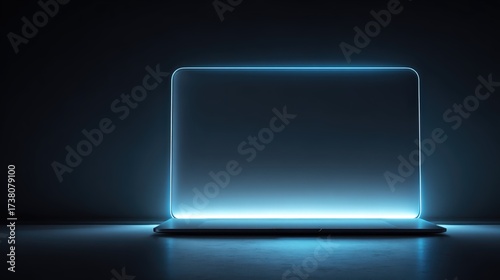 Cyber Monday minimalist landing page hero mock: product silhouette, glow edge, dark backdrop, big copy space, premium tech vibe, sharp contrast 