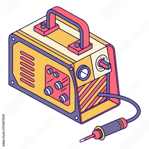 Yellow and pink welding machine vector isolated on white