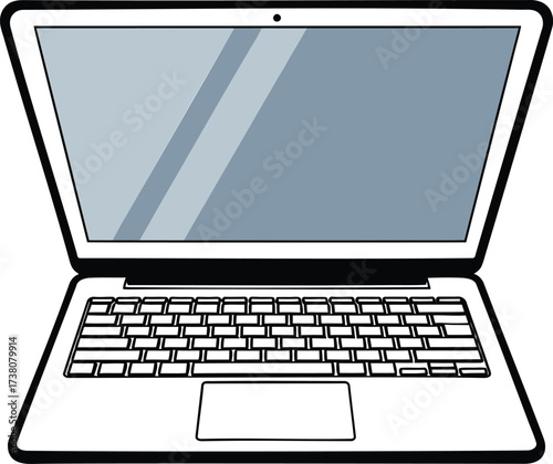 Open Laptop Computer with Blank Screen.