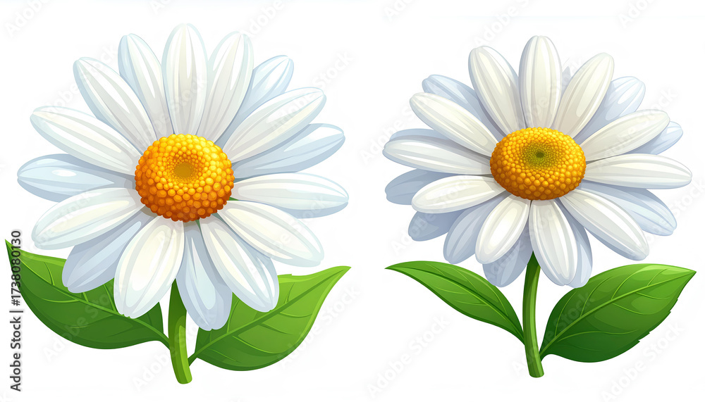 Fototapeta premium daisy flower set cartoon vector illustration