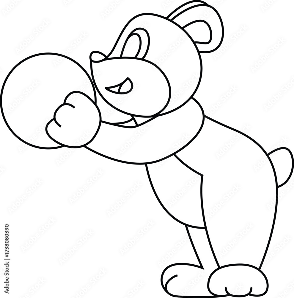 Obraz premium Bear Bowling Bowling ball Animal Vector Graphic Art llustration