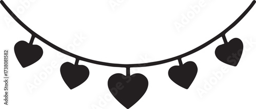 Romantic garland with paper hearts, perfect Valentine’s decoration for love, parties, and celebrations.