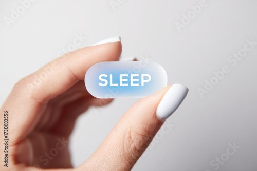 Sleeping Pill Concept: A Hand Holding a Medication for Insomnia and Sleep Aid