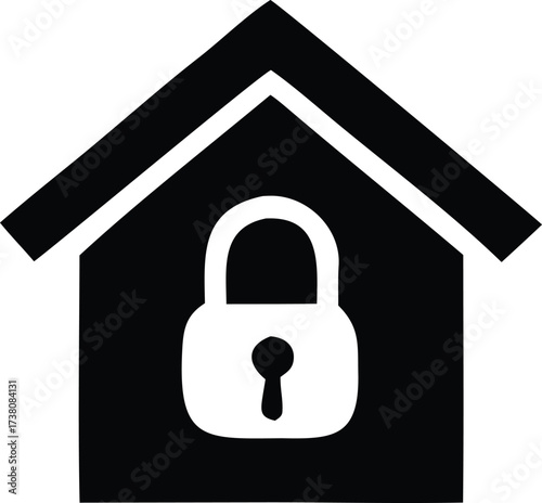 Secure home icon symbolizing safety and protection for your residence lock house security concept