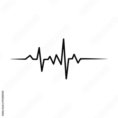 Black electrocardiogram heartbeat line graph, isolated on white background technology background