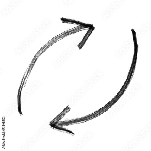 Ink line art diagonal arrows pointing up and down design elements 