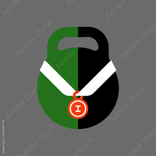 Weightlifting Medal Icon Representing Athletic Achievement and Fitness Success, Sports Competition Award
