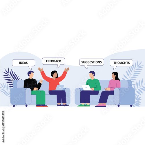Diverse Team Brainstorming Sharing Ideas Feedback Suggestions and Thoughts in a Meeting
