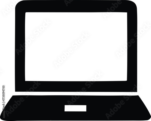 Modern laptop computer icon for digital use simple flat graphic representation of a portable electronic device for technology and business