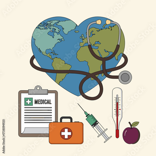 Medical Heart Earth Illustration