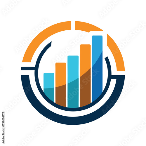 Abstract Circular Bar Chart with Upward Trend and Shadow Effect Keywords: chart, graph, data, statistics, business, finance, growth, progress