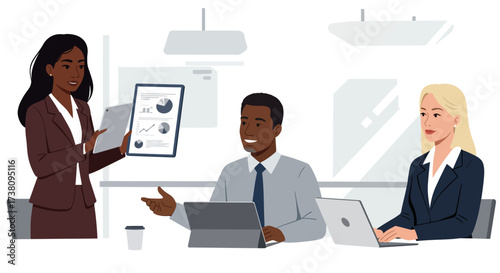 Business Team Collaboration Analyzing Data and Strategic Planning